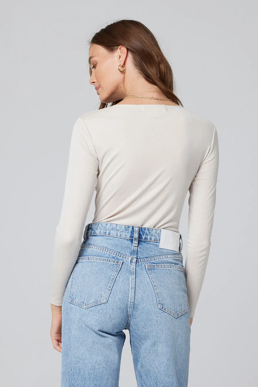 The Long Sleeve Bodysuit by Saltwater Luxe - Bone