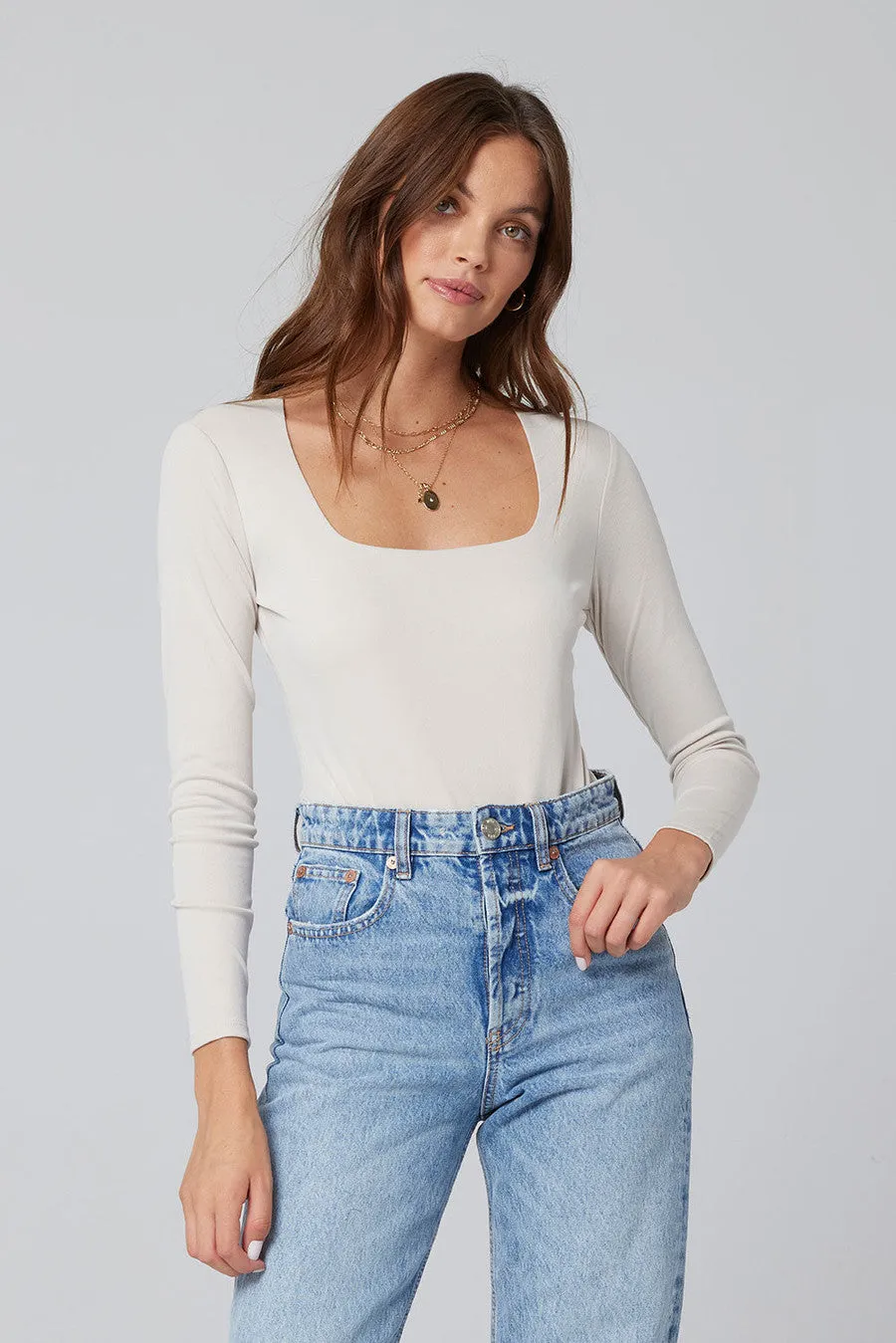 The Long Sleeve Bodysuit by Saltwater Luxe - Bone