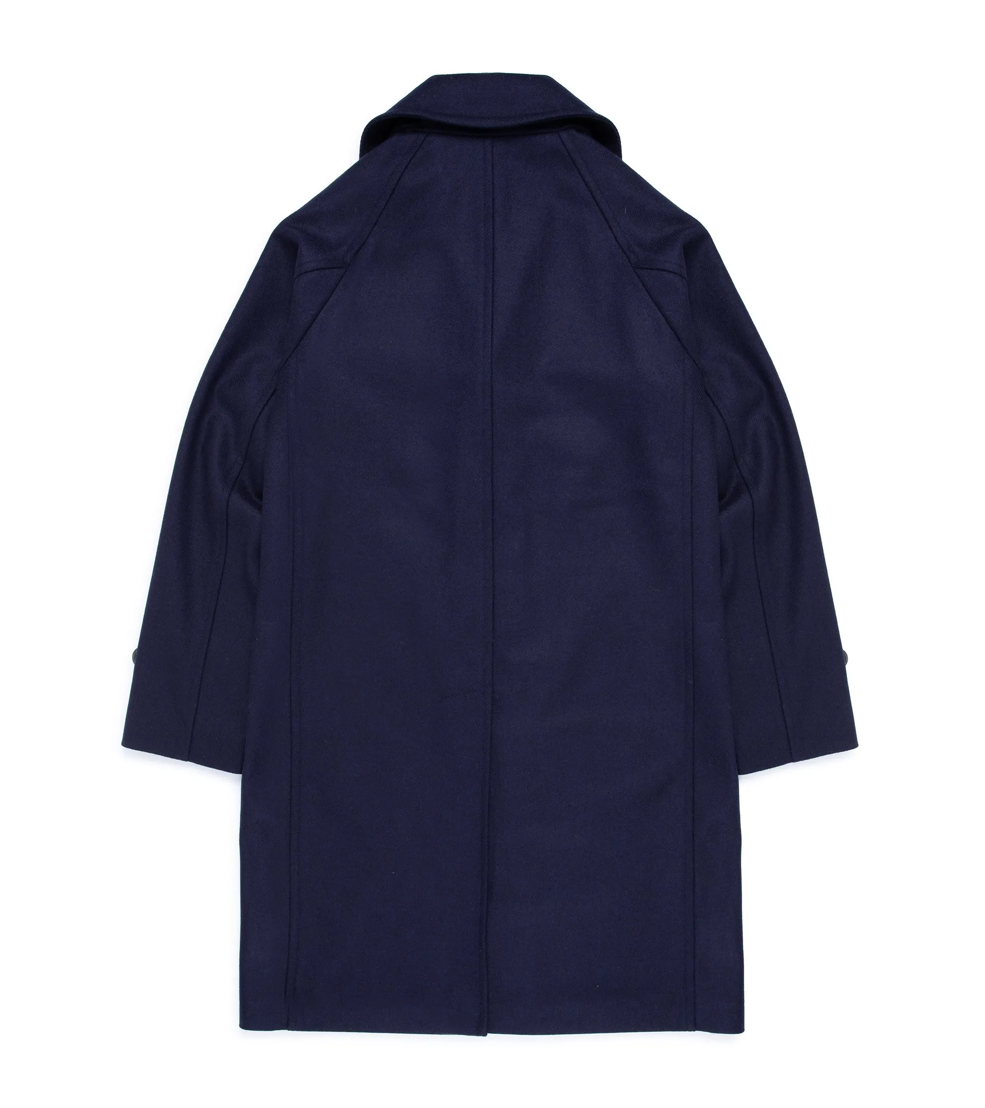 Trunk Devonshire Abraham Moon Plain Weave Wool Overcoat: Navy