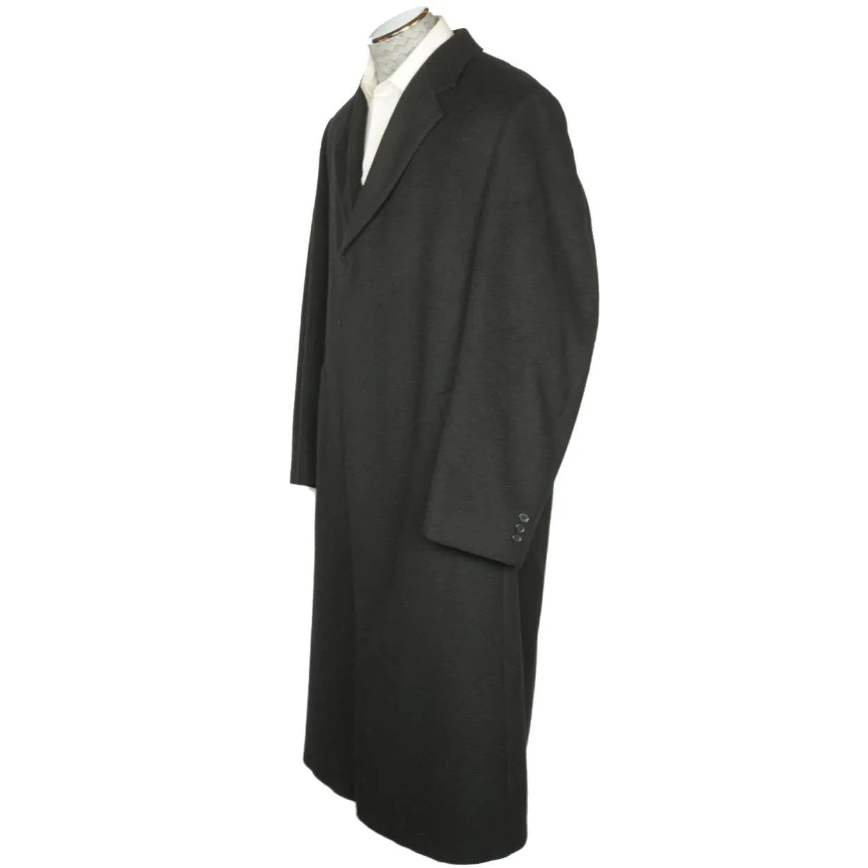 Vintage Mens Overcoat 100% Italian Cashmere Black Coat Size 42 Excellent