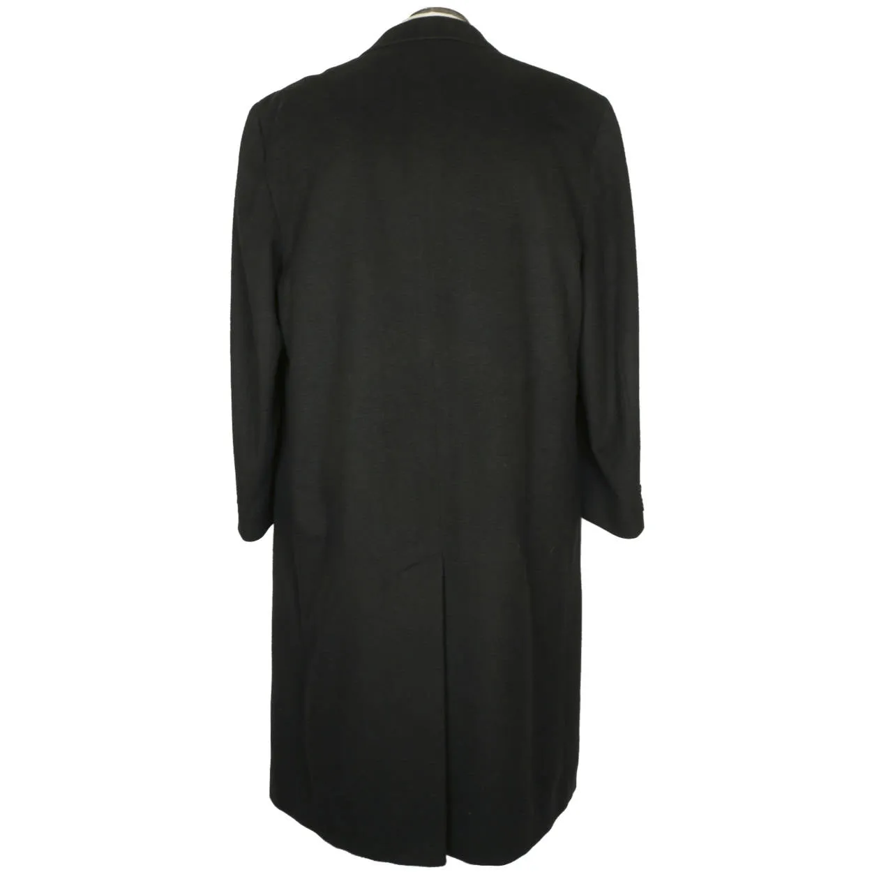 Vintage Mens Overcoat 100% Italian Cashmere Black Coat Size 42 Excellent