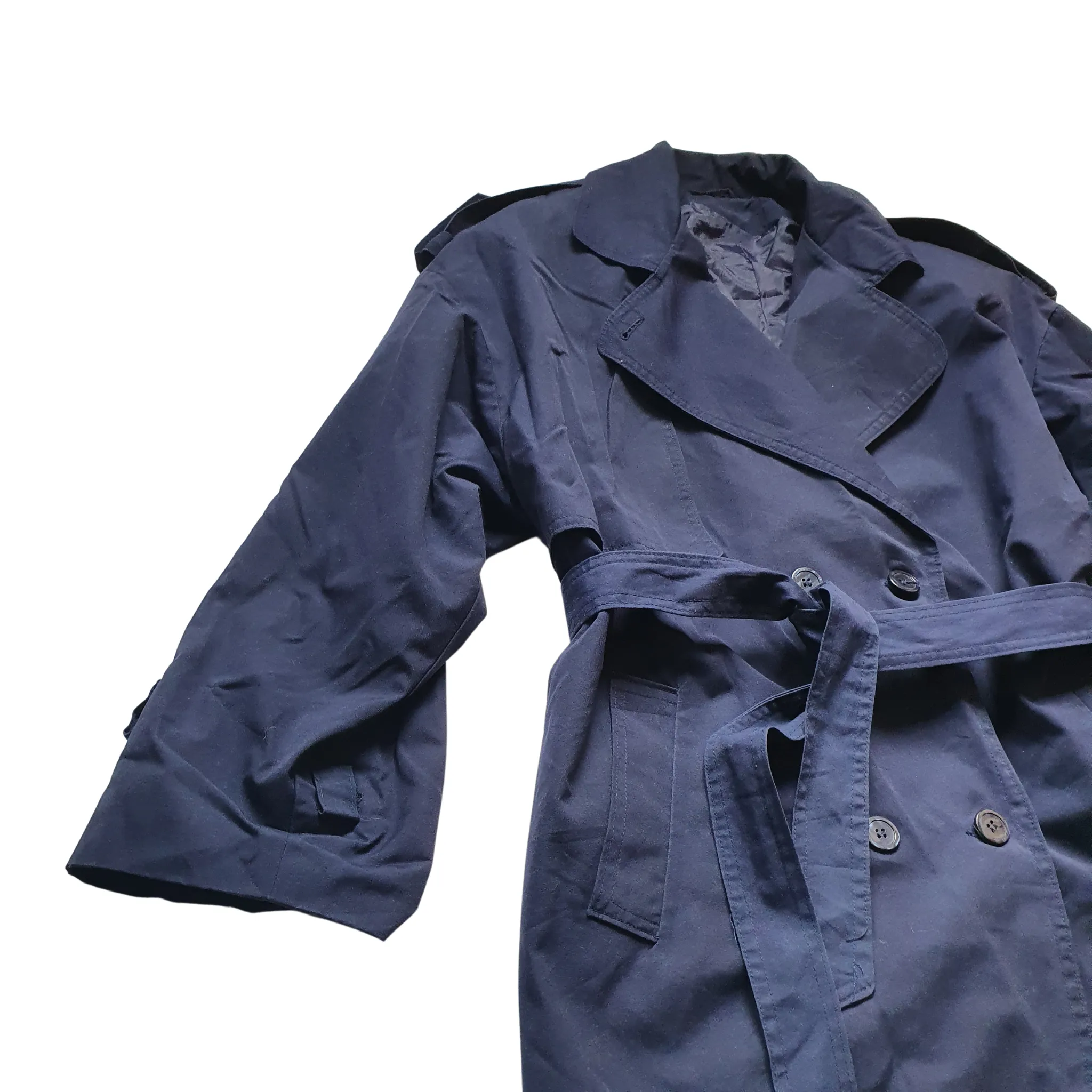 Vintage Navy 'Menzies-Dixon' oversized Trench Coat - Large