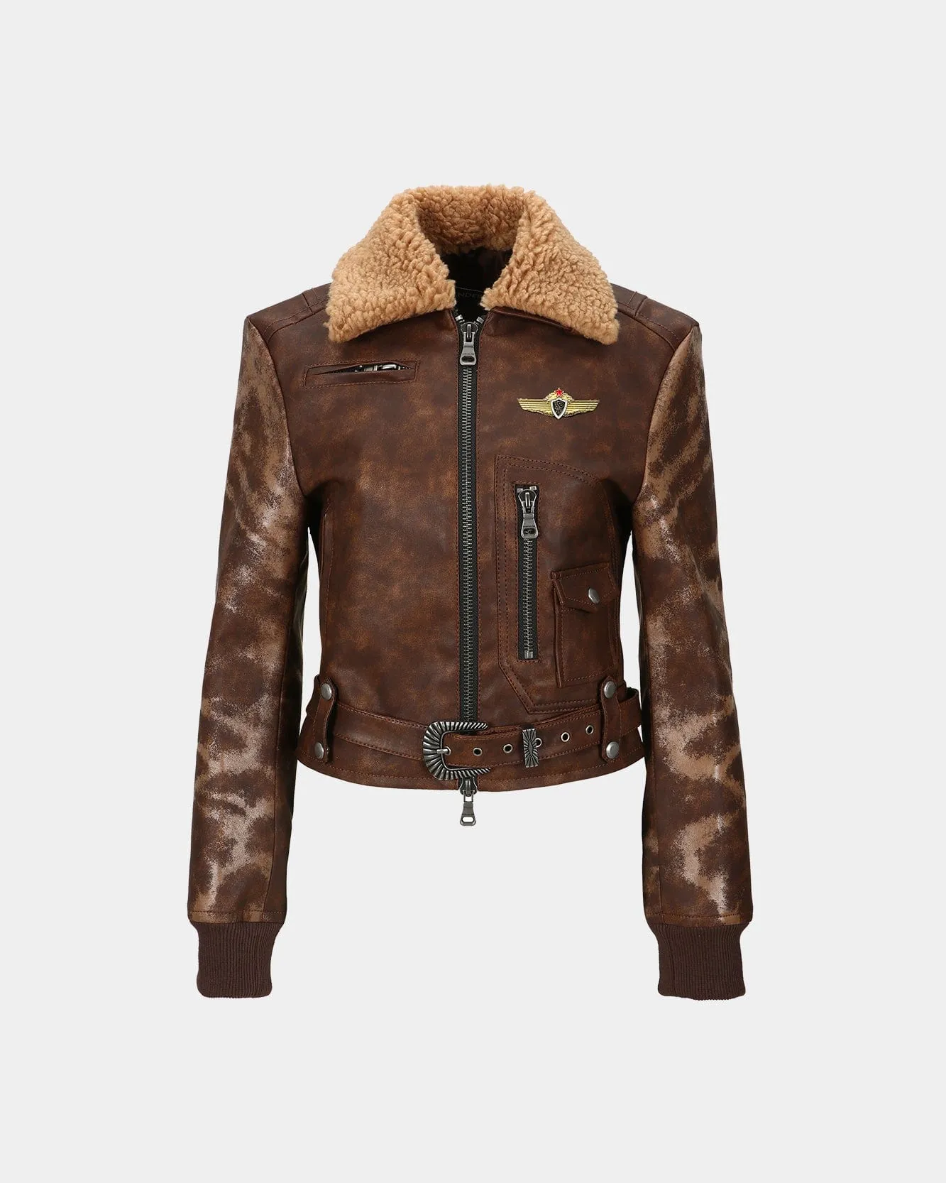 (WOMEN) AUSTIN FAUX SHEARLING JACKET awa546w(BROWN)