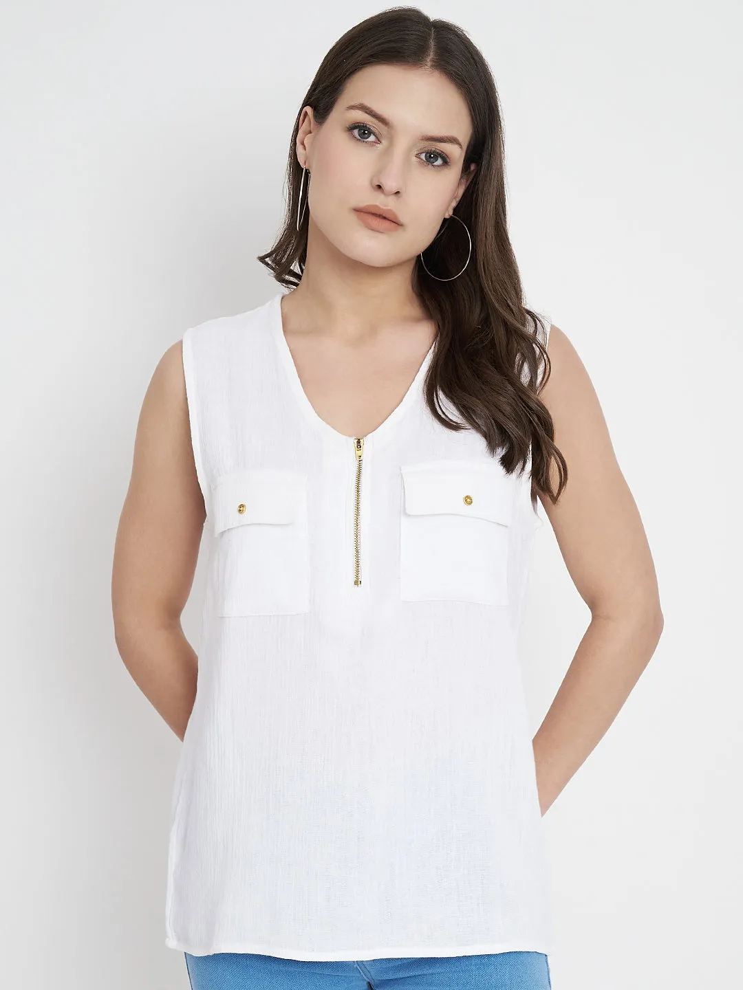 Women V-Neck Cotton Top