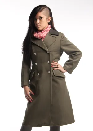 Women's Black Collar Gray Overcoat