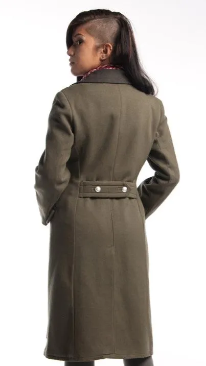 Women's Black Collar Gray Overcoat