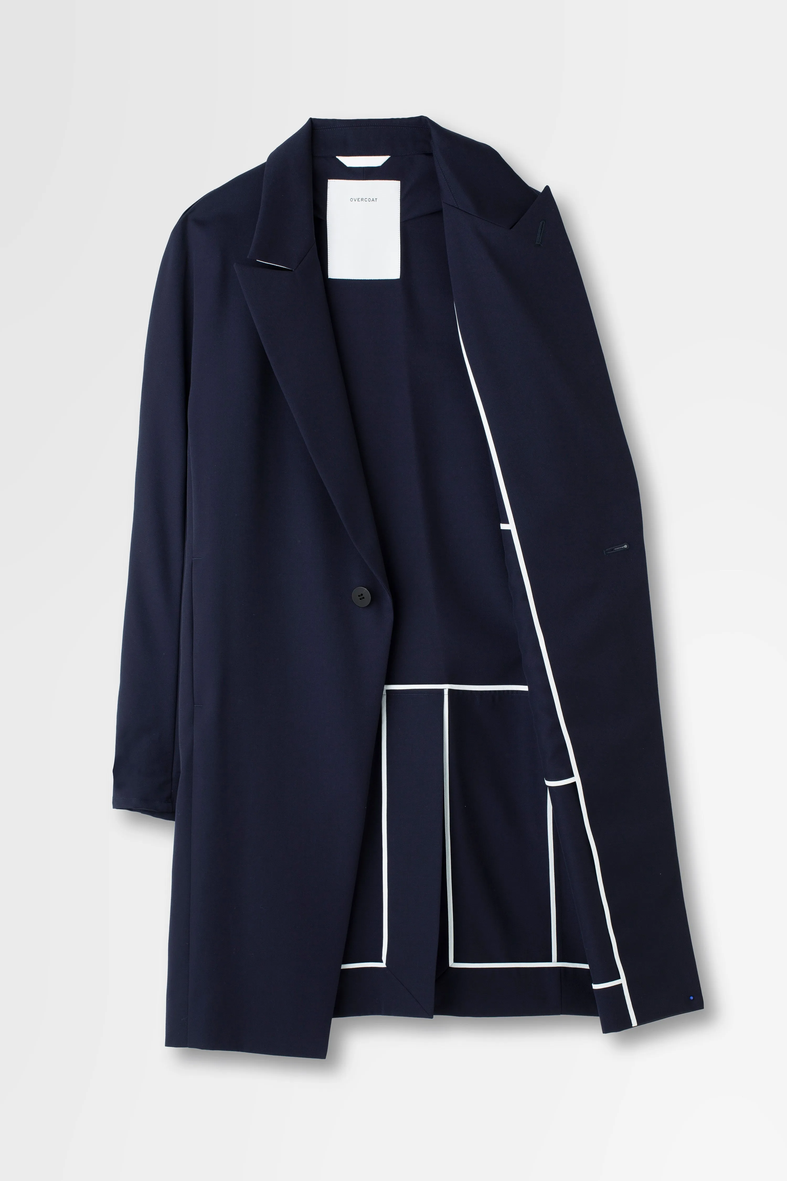 Wool Gabardine Overcoat in Navy