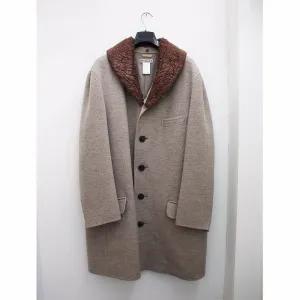 Wool Over Coat With Fur Shawl Collar