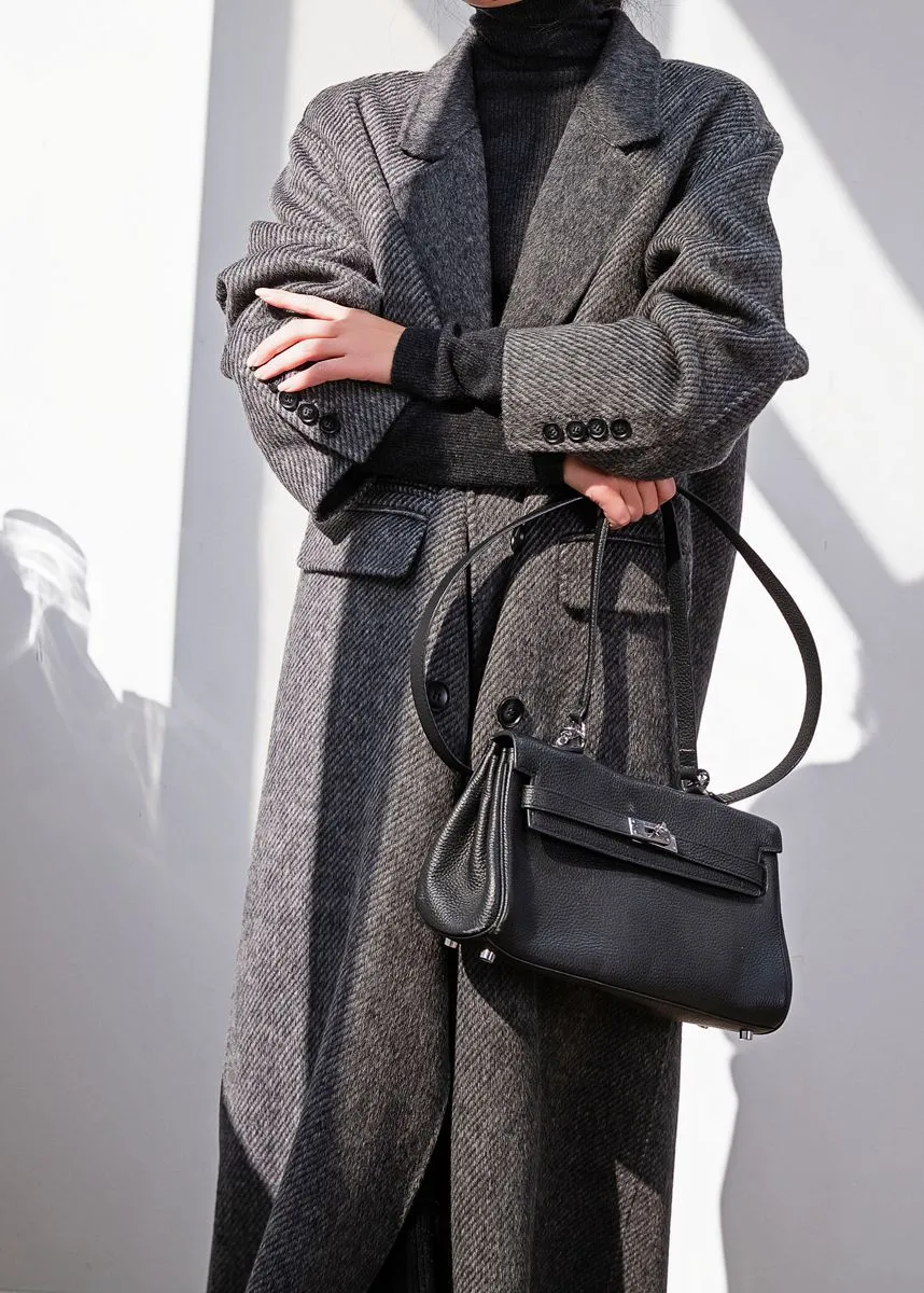 Zig Zag Gray Double Face Wool Long Coat