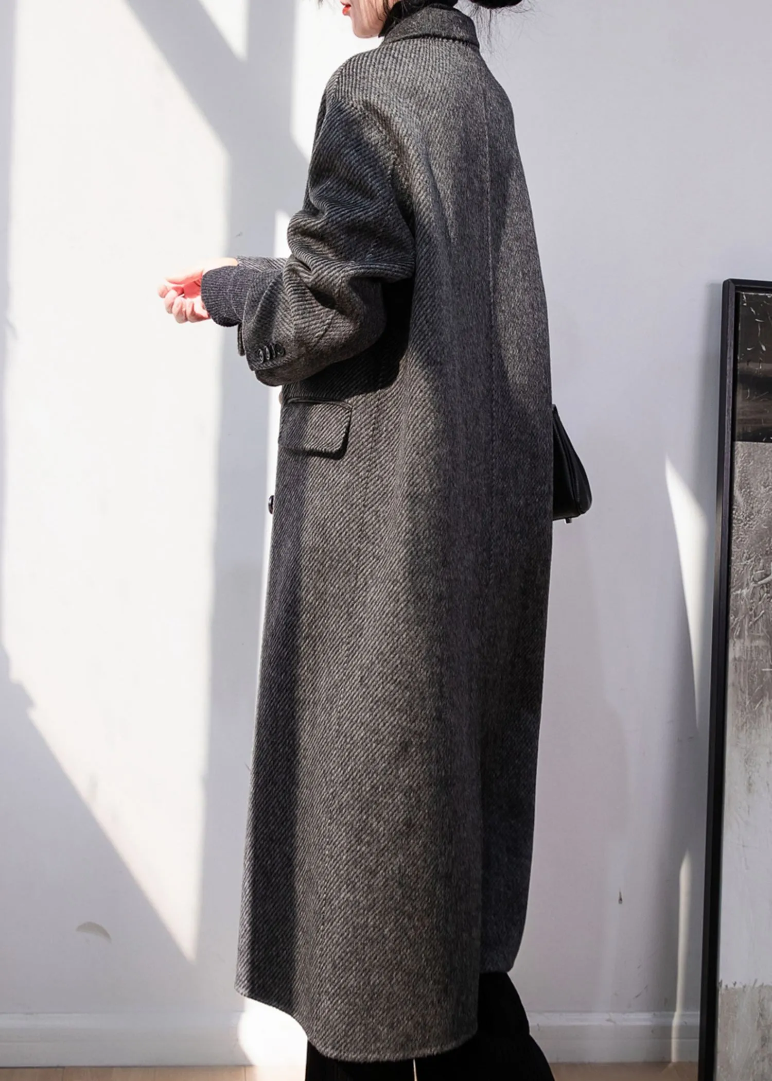 Zig Zag Gray Double Face Wool Long Coat